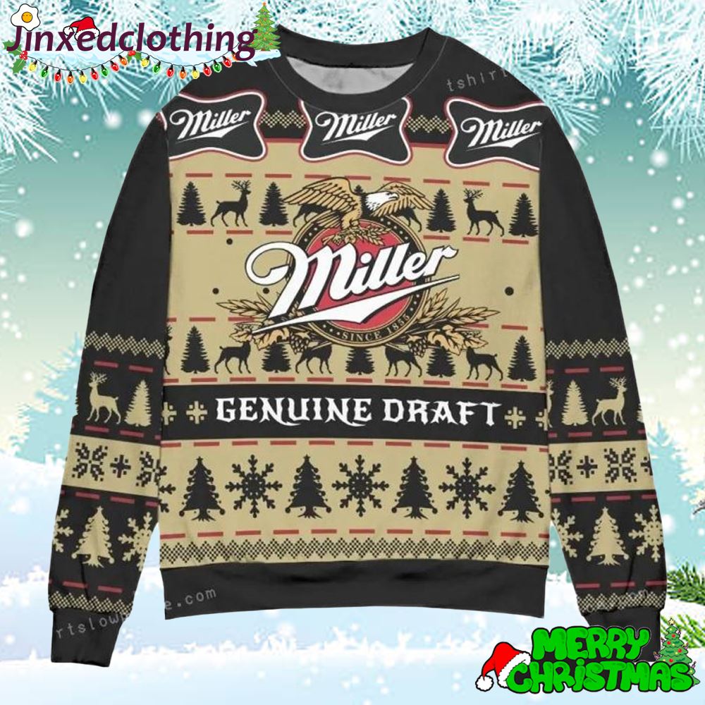 Miller Genuine Draft Snowflake Christmas Ugly Sweater 